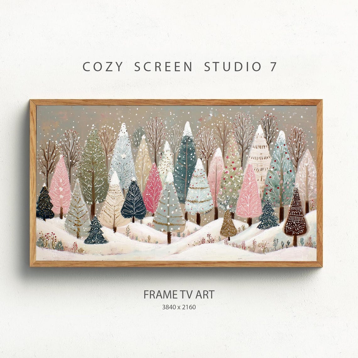 Christmas Tree Farm Tv Art Winter Pine Trees Painting
