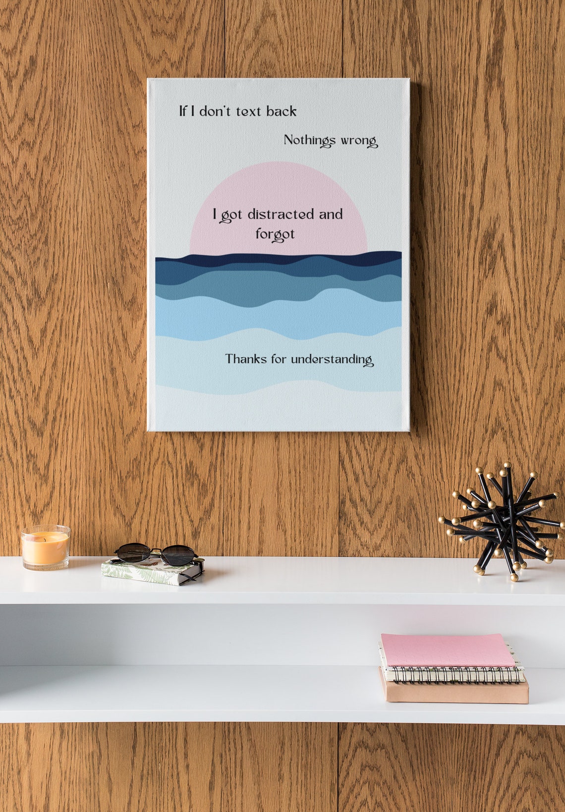 If I Dont Text Back Funny Distracted Sunset Ocean Quote Poster - Image 3
