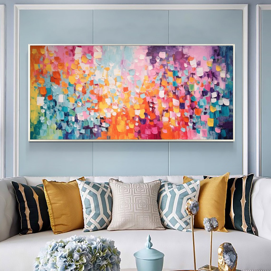 Vibrant Color Mosaic Dabs Abstract Warm Tones Texture Poster - Image 3
