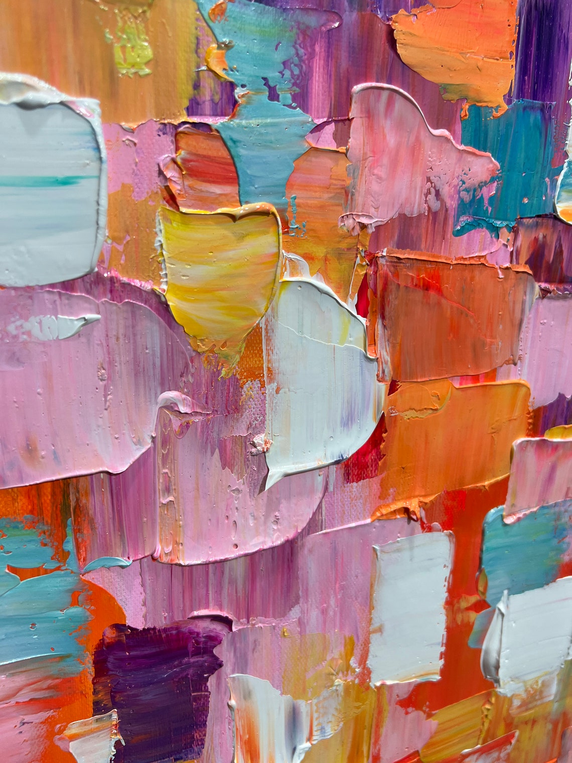Vibrant Color Mosaic Dabs Abstract Warm Tones Texture Poster - Image 5