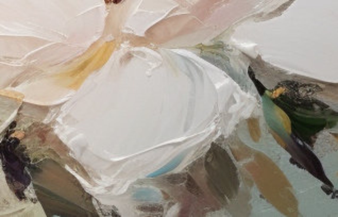 Two Soft White Roses Painterly Floral on Pale Mint Art Poster - Image 4