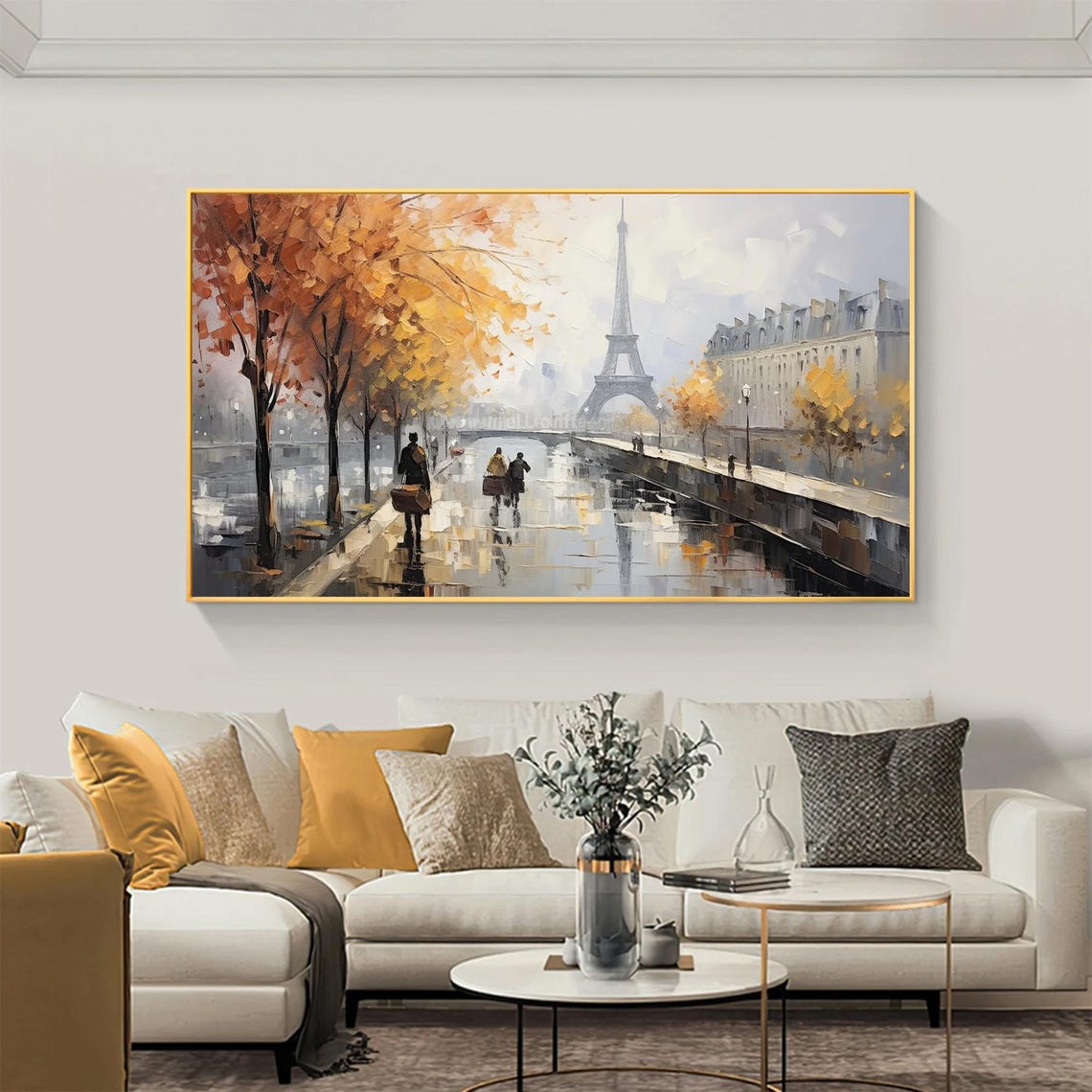 Rainy Autumn Paris Boulevard Eiffel Tower Street Scene Poster - Image 3
