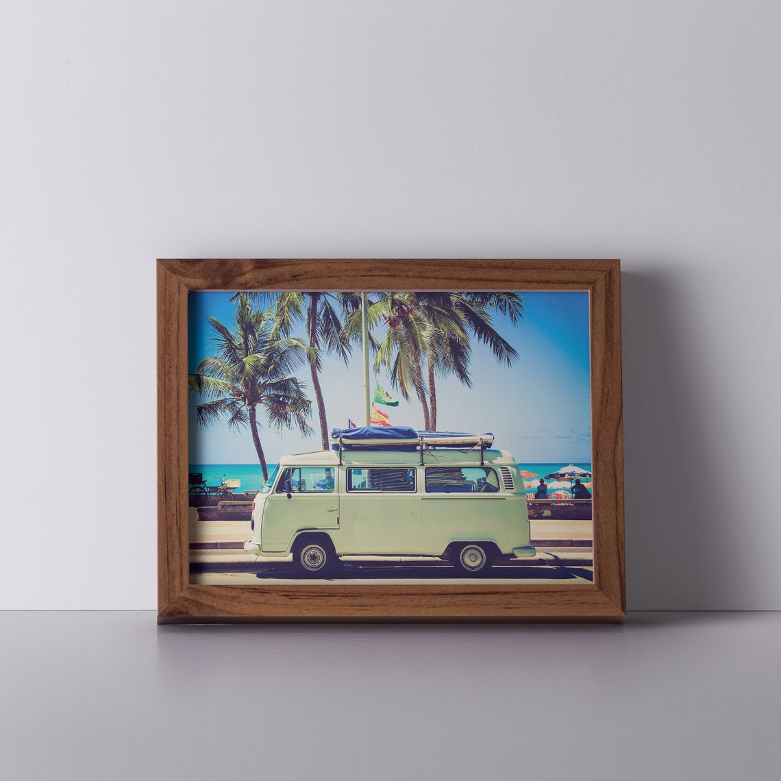 Vintage VW Camper Van Beach Palms Retro Travel Road Trip Poster - Image 2