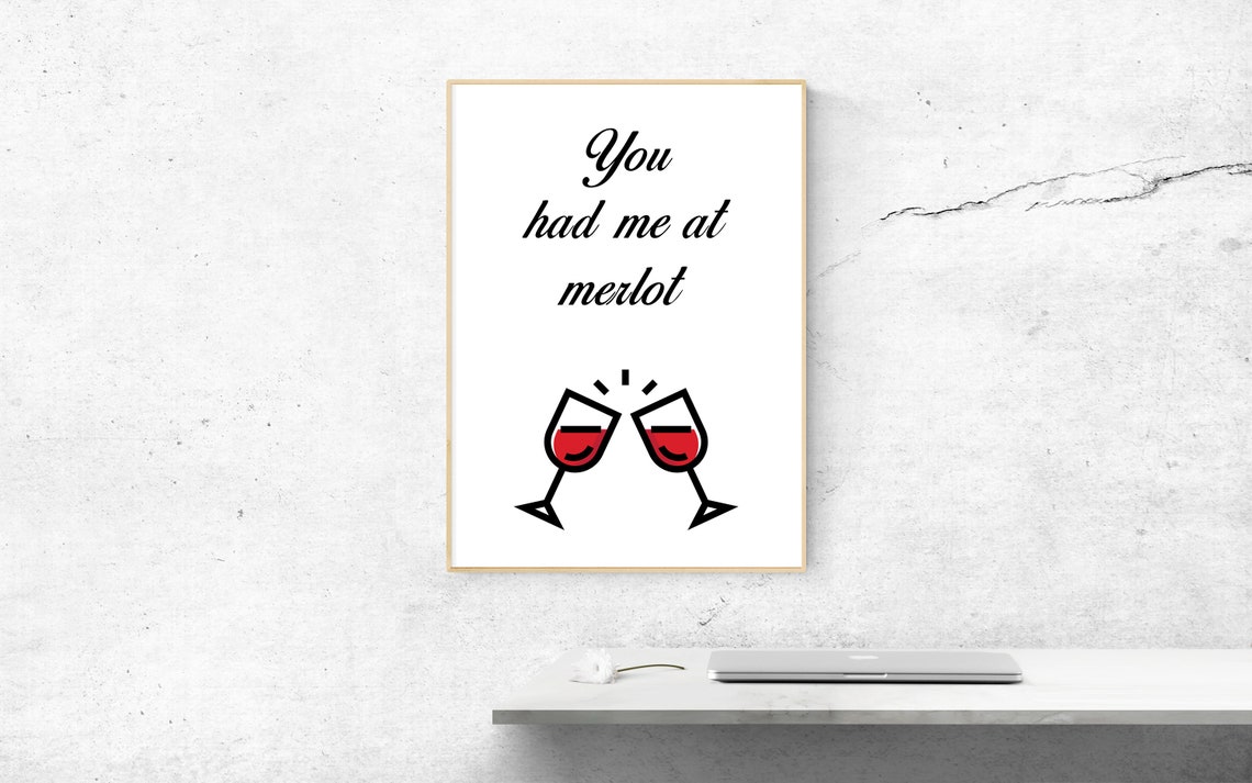 You Had Me at Merlot Funny Wine Quote Red Glasses Kitchen Poster - Image 2