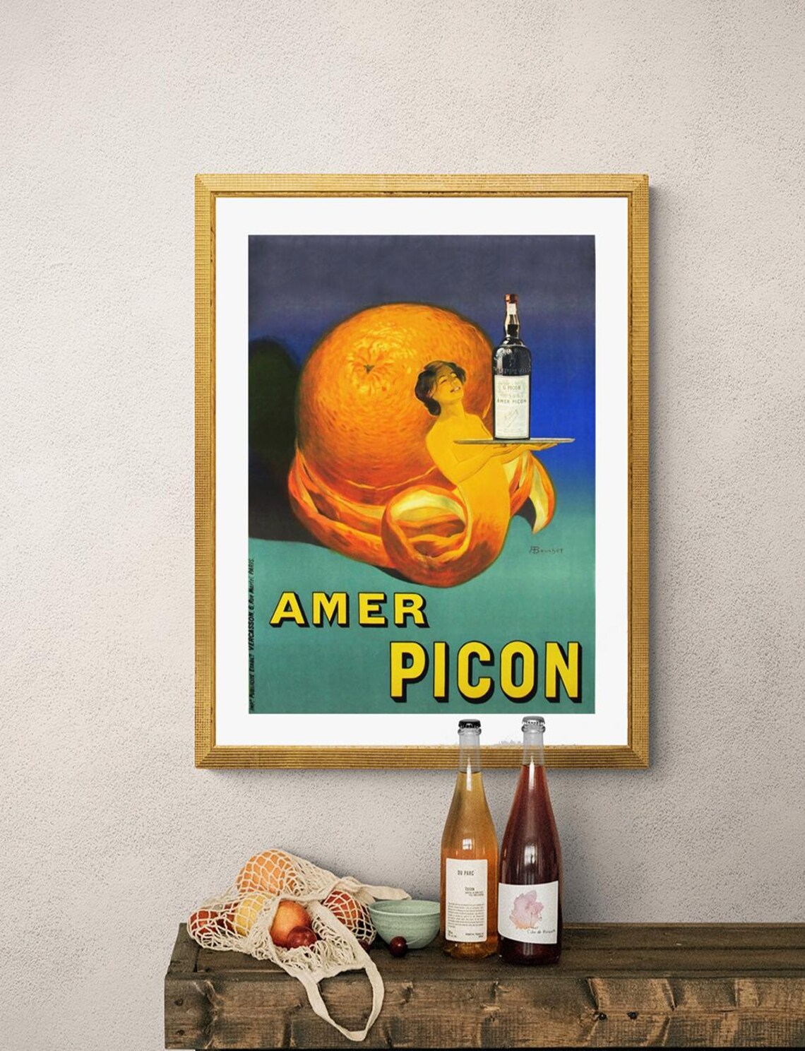 Amer Picon Woman With Giant Orange Bottle Vintage French Ad Poster - Image 3