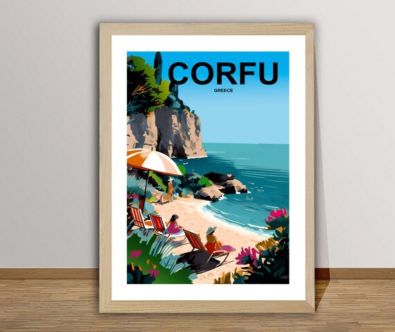 Corfu Greece Travel Poster By Wed Corfu Island Poster Visit Corfu Wall Decor Gift Idea
