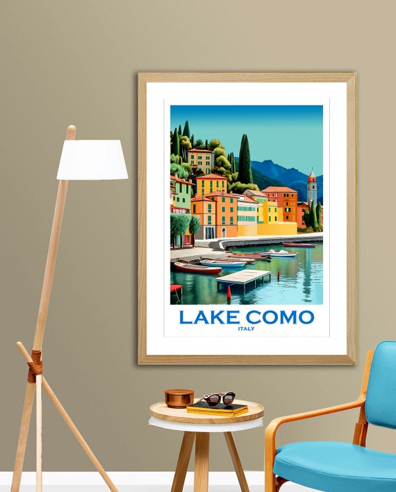 Lake Como Italy Travel Poster By Wall Arty Exclusive Design Lake Como Poster Third Largest Italian Lake Wall Decor Gift Idea