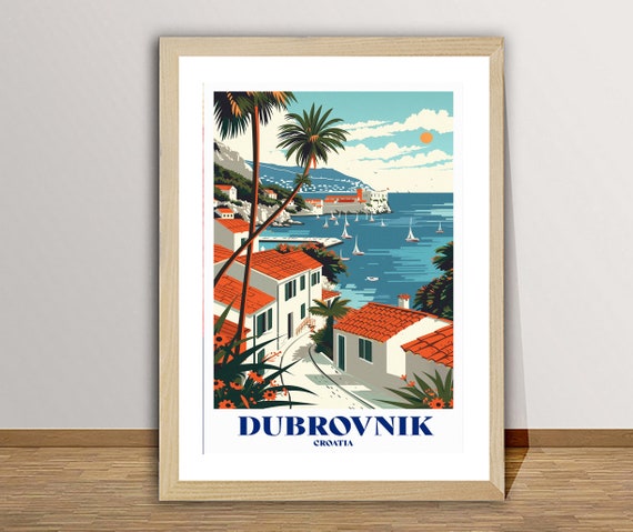 Dubrovnik Croatia Travel Poster By Wed Croatia Poster Gift Idea Wall Decor