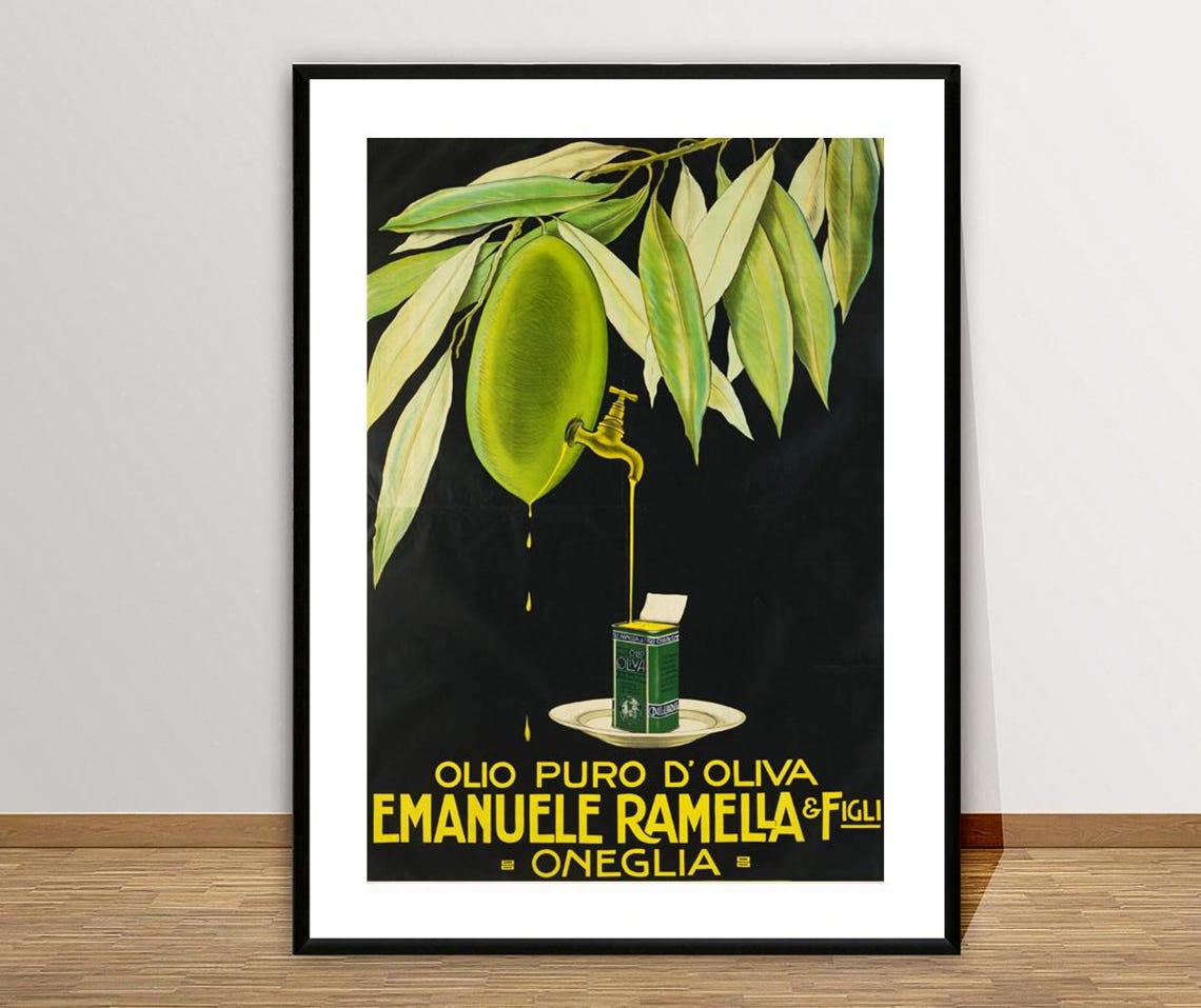Emanuele Ramella Olive Oil Oneglia Italy Vintage Advertising Poster - Image 3