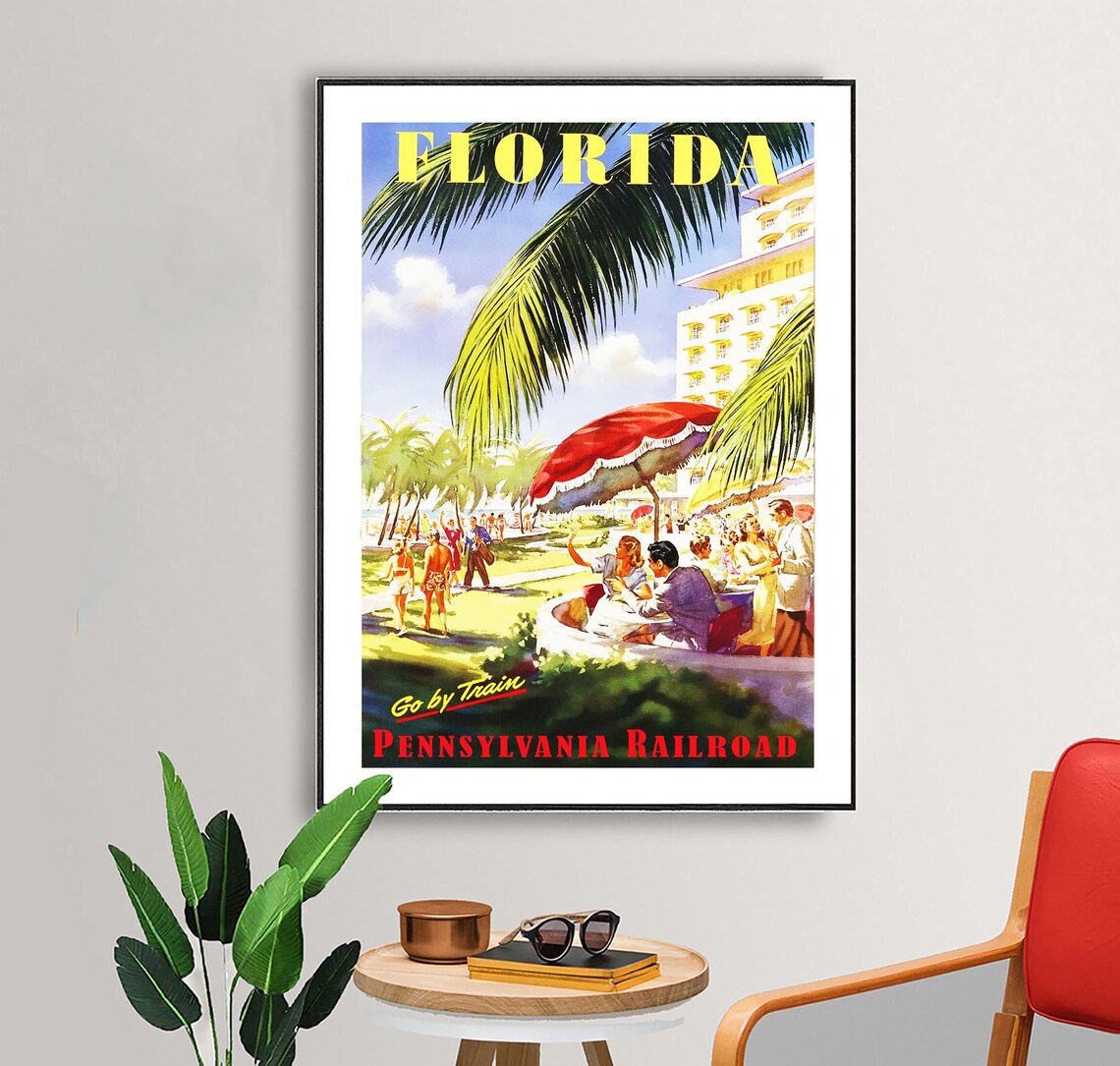 Florida Vintage Travel Poster, USA Wall Art Print