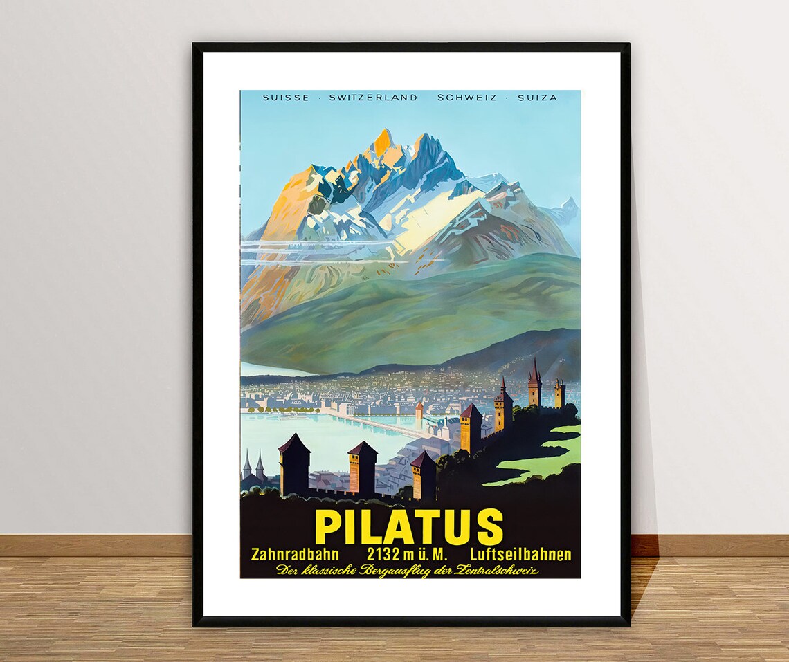 Pilatus Switzerland Vintage Travel Poster, Travel Poster - Image 2