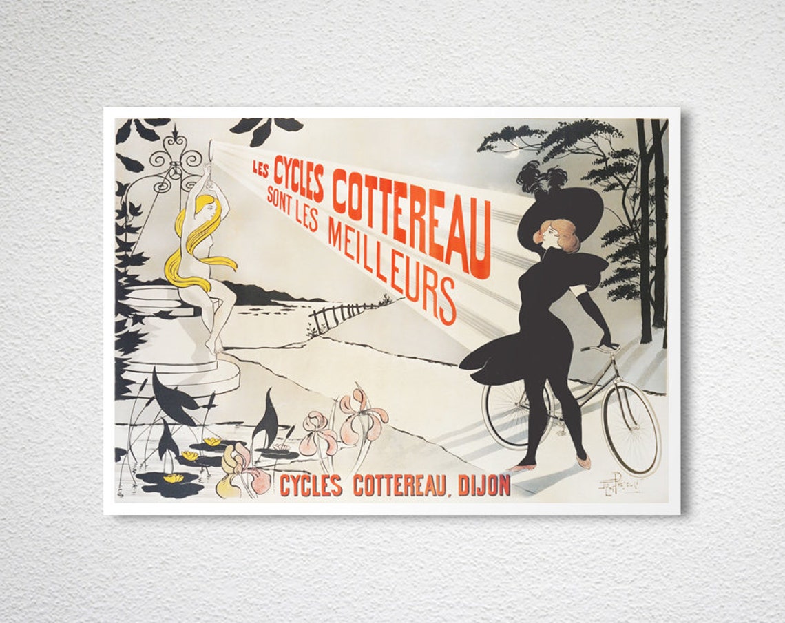 Cycles Cottereau Dijon Bicycle Vintage French Advertising Poster - Image 2