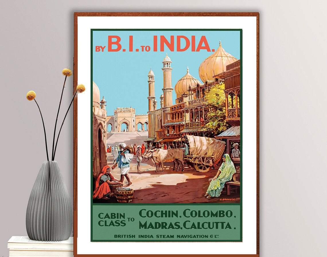 By British India Steam Navigation Vintage India Travel Poster