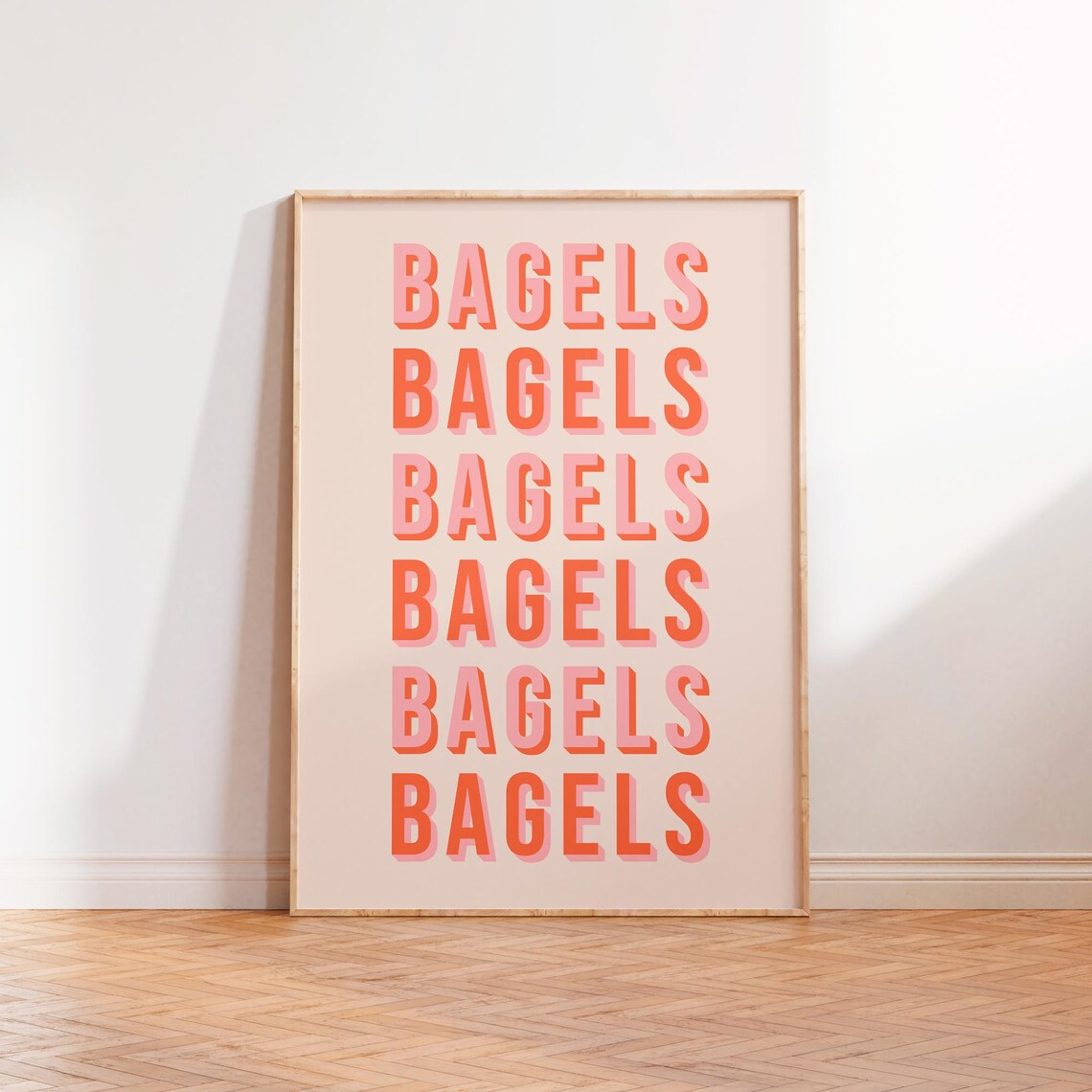 Bagels Typography Kitchen Sign Wall Art Print