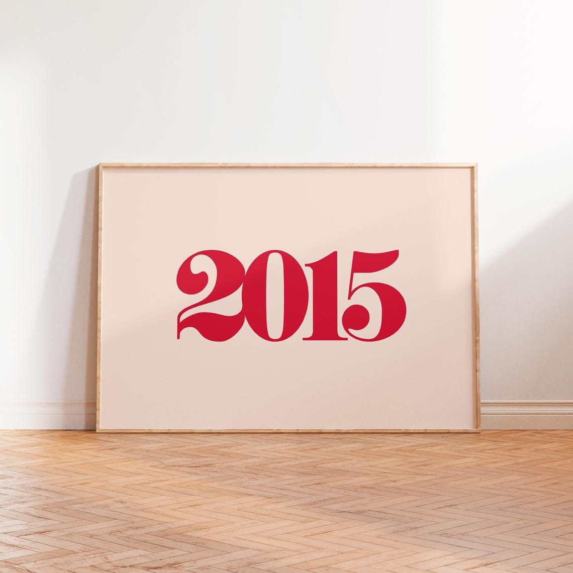 2015 Personalised Red Year Typography Poster Cream Birthday Gift Idea
