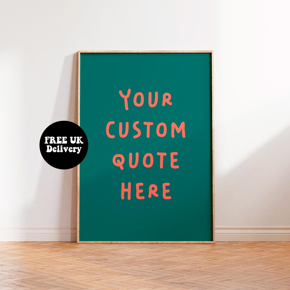 Bold Personalised Typography Wall Art Print Bespoke Custom Quote Text Unframed A5 A4 A3 Poster Gallery Wall Portrait Print Green Orange