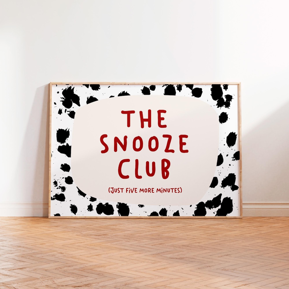 The Snooze Club Trendy Wall Art Burgundy Horizontal Wall Art Bedroom Decor Stay In Bed Art Print Above Bed Typography Poster - Image 2