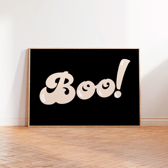 Boo Halloween Typography Art Print, Spooky Season