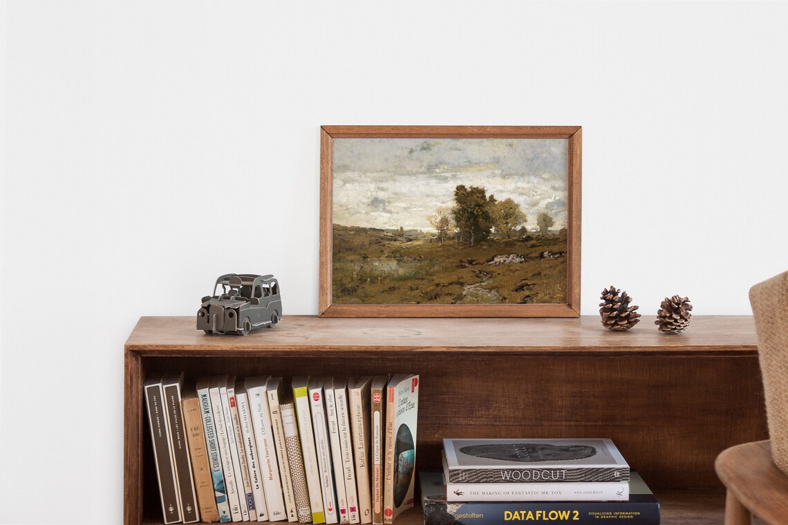 Moody Autumn Landscape Painting, Rustic Fall Decor - Image 2