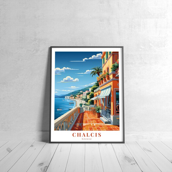 Chalcis Vintage Travel Poster, Greece Art Print