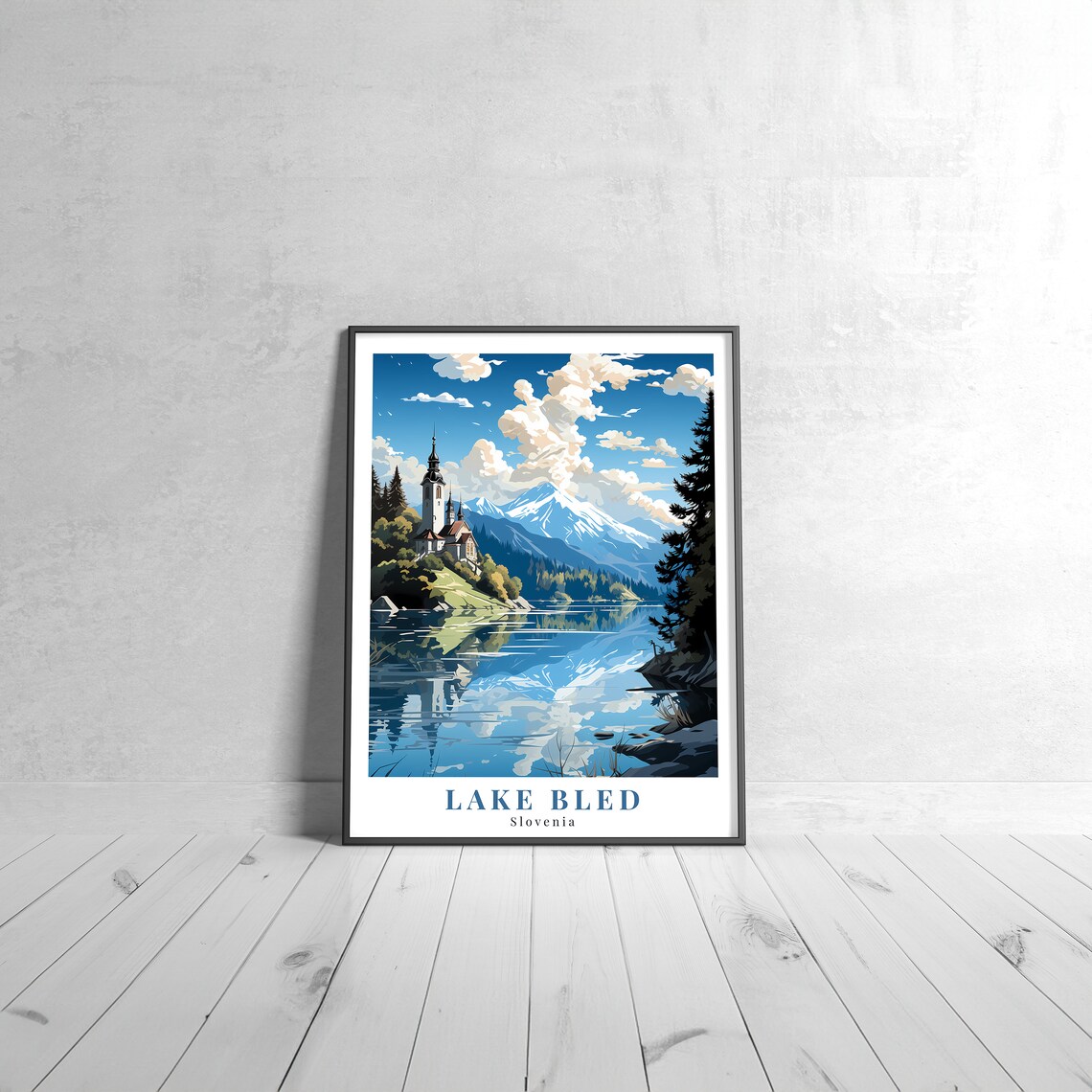 Lake Bled Vintage Travel Poster, Slovenia