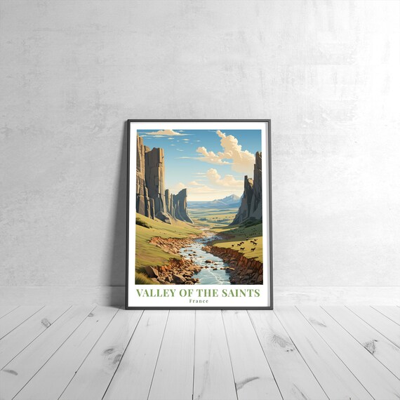 Valley Of The Saints France Vintage Travel Poster Rocky Valley River