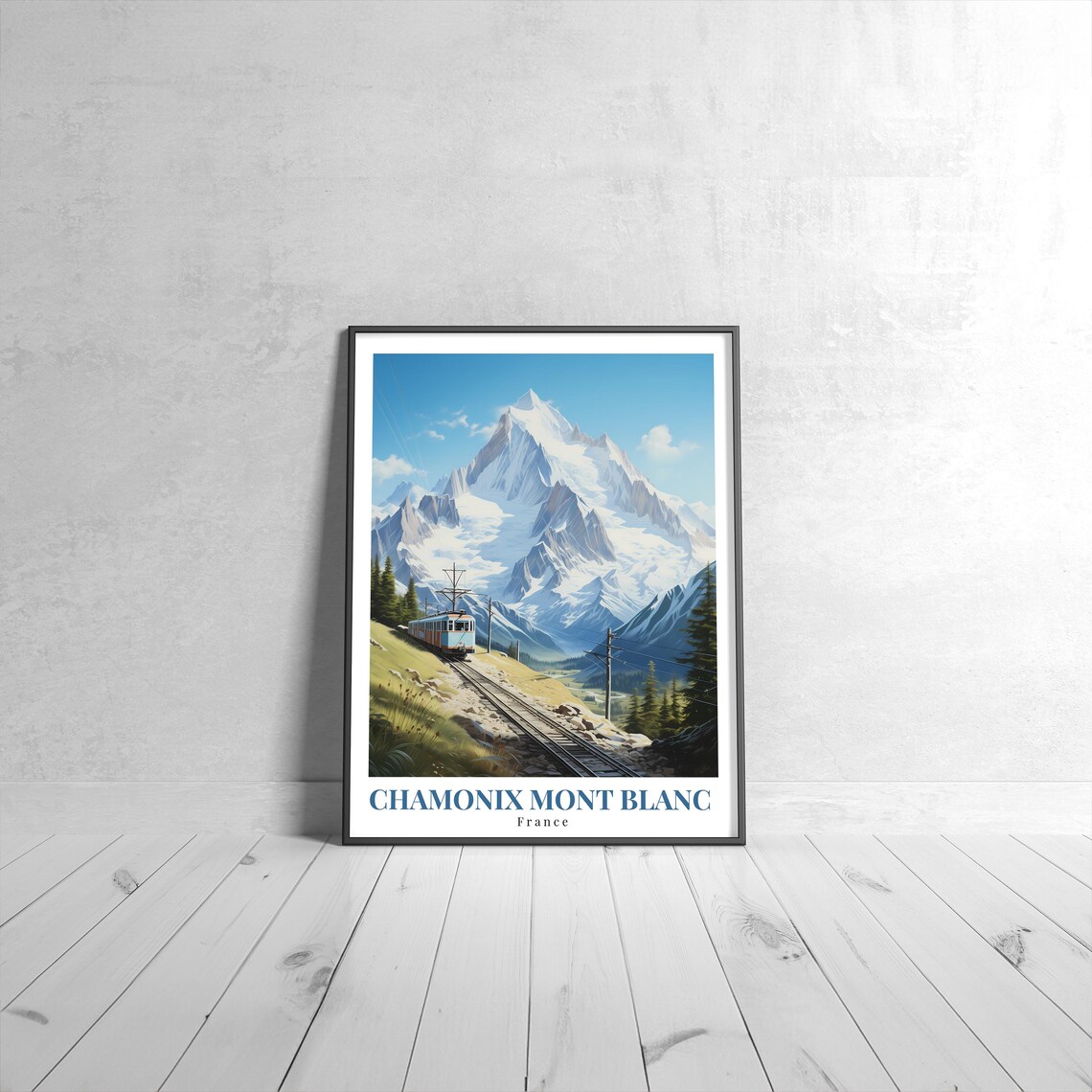 Chamonix Mont Blanc France Vintage Travel Poster Alpine Railway Art