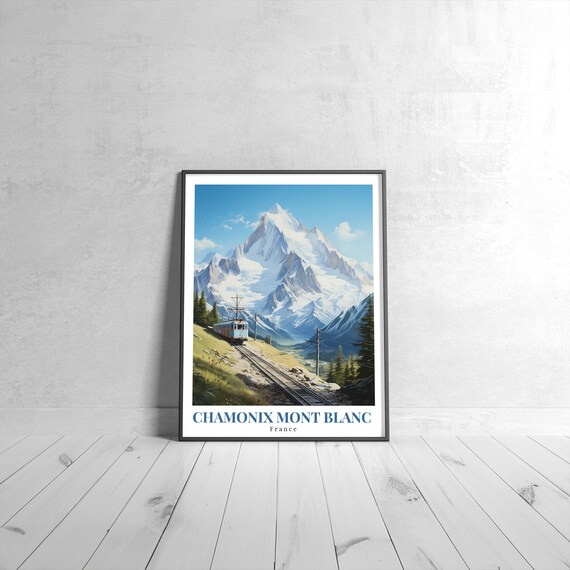 Chamonix Mont Blanc France Vintage Travel Poster Alpine Railway Art