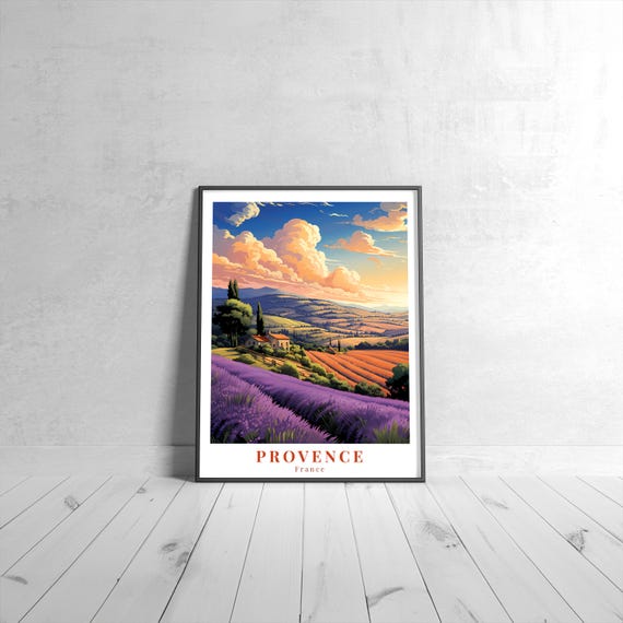 Provence Vintage Travel Poster Retro France Art Print Colorful Home Decor Wall Unique Gift
