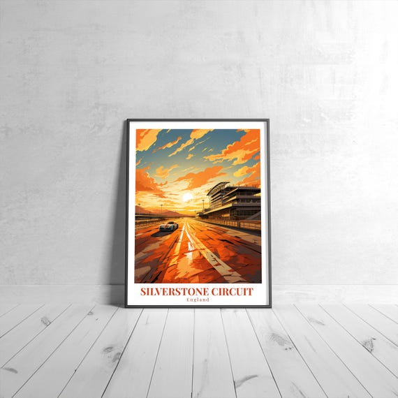 Silverstone Circuit Vintage Travel Poster Retro England Art Print Colorful Home Decor Wall Unique Gift