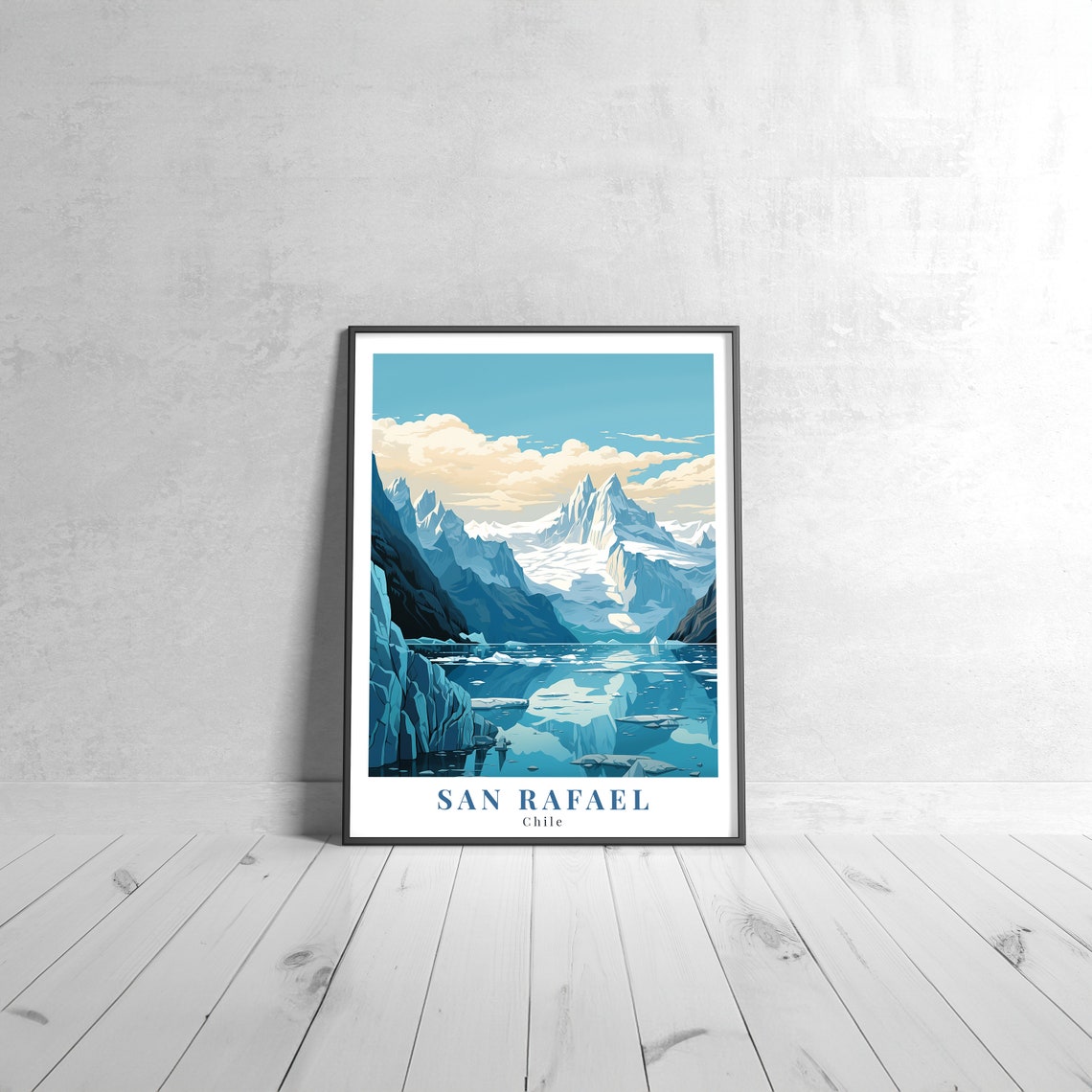 San Rafael Chile Vintage Travel Poster Glacier Lagoon Artwork