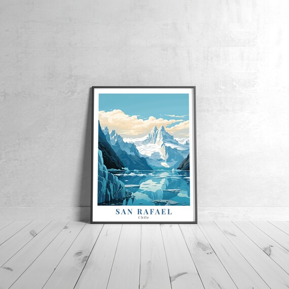San Rafael Chile Vintage Travel Poster Glacier Lagoon Artwork