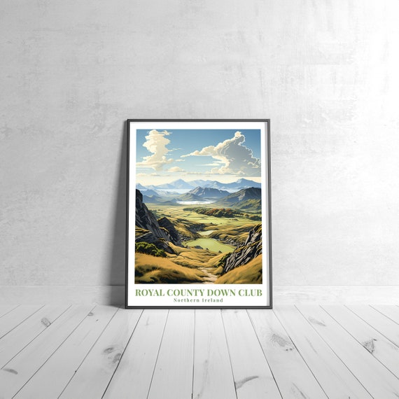 Royal County Down Golf Club Vintage Travel Poster Northern Ireland Art Print Colorful Home Decor Wall Unique Gift