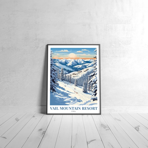 Vail Mountain Resort Vintage Travel Poster Retro Usa Art Print Colorful Home Decor Wall Unique Gift