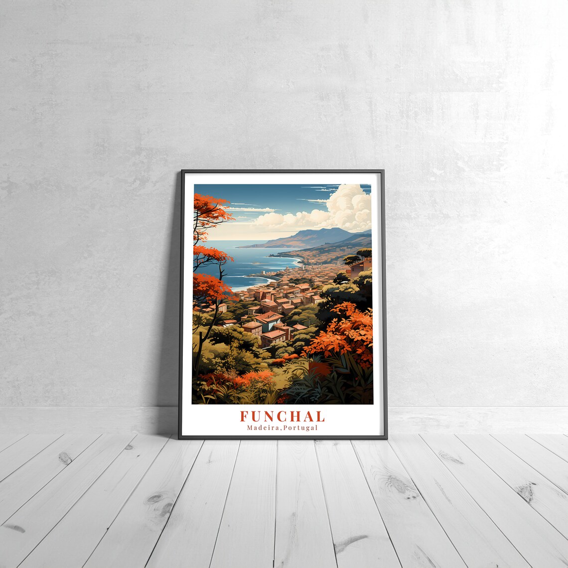 Funchal Madeira Portugal Vintage Coastal Travel Poster Artwork