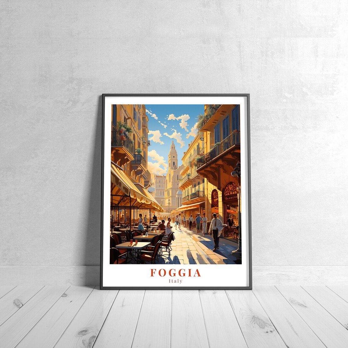 Foggia Vintage Travel Poster, Retro Italy