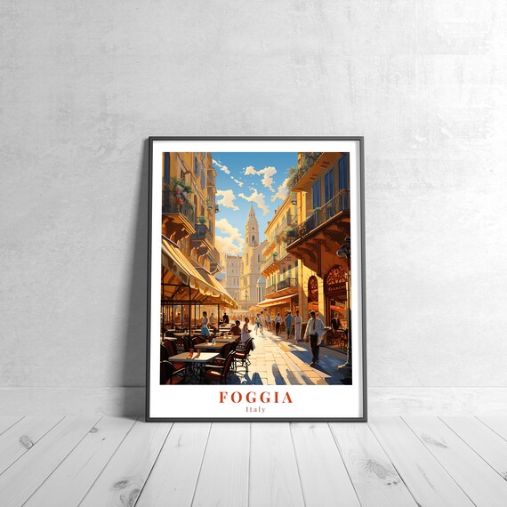 Foggia Vintage Travel Poster, Retro Italy