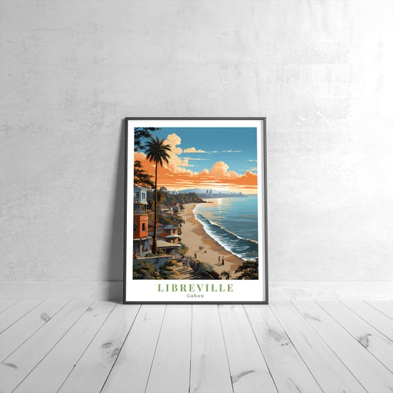 Libreville Vintage Travel Poster Retro Gabon Art Print Colorful Home Decor Wall Unique Gift