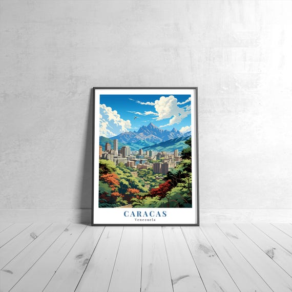 Caracas Vintage Travel Poster Retro Venezuela Art Print Colorful Home Decor Wall Unique Gift