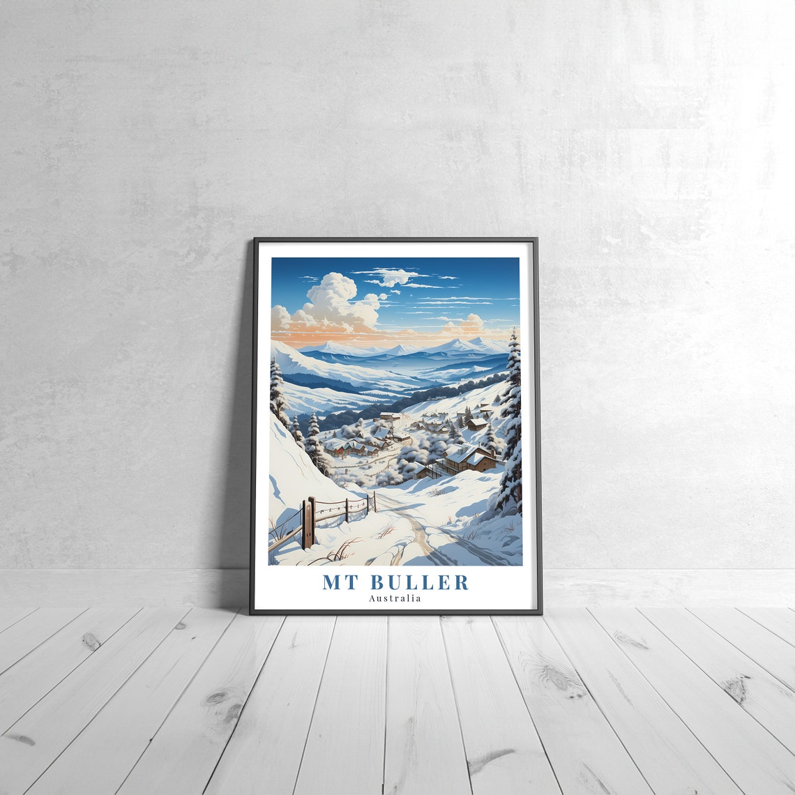 Mt Buller Australia Snowy Village Retro Ski Resort Travel Poster