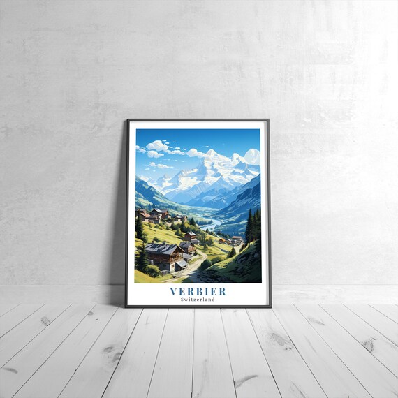 Verbier Vintage Travel Poster, Switzerland