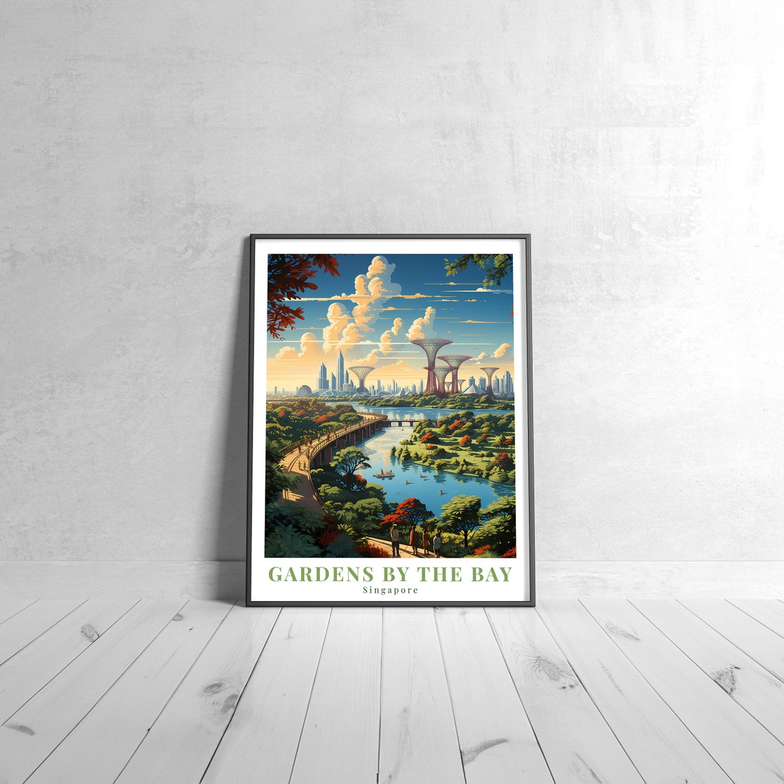 Gardens By The Bay Singapore Supertrees Vintage Travel Poster