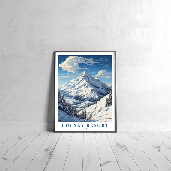 Big Sky Resort Vintage Travel Poster Retro Usa Art Print Colorful Home Decor Wall Unique Gift