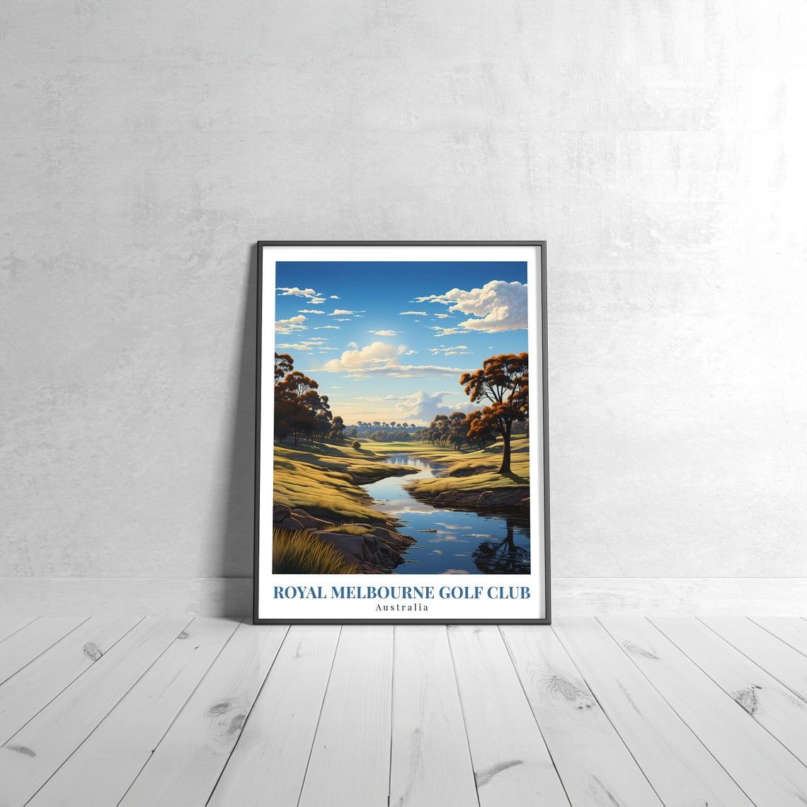 Royal Melbourne Golf Club Australia River Sunset Vintage Travel Poster