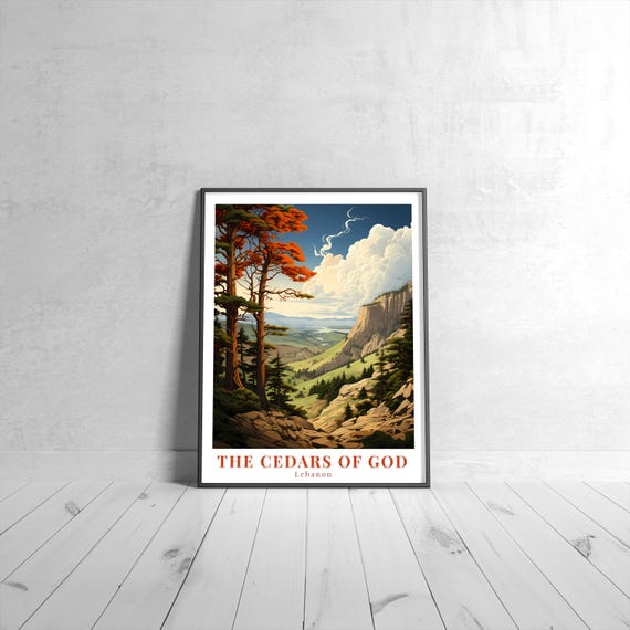 The Cedars Of God Vintage Travel Poster Retro Lebanon Art Print Colorful Home Decor Wall Unique Gift