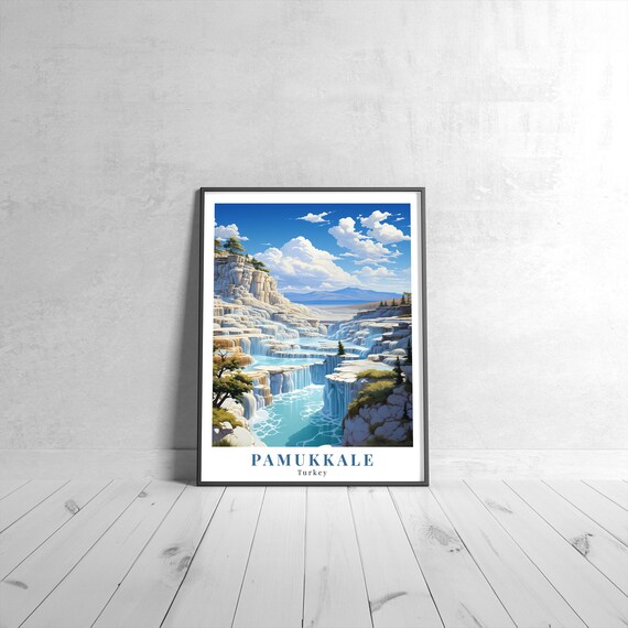 Pamukkale Turkey Vintage Travel Poster Travertine Terraces Pools
