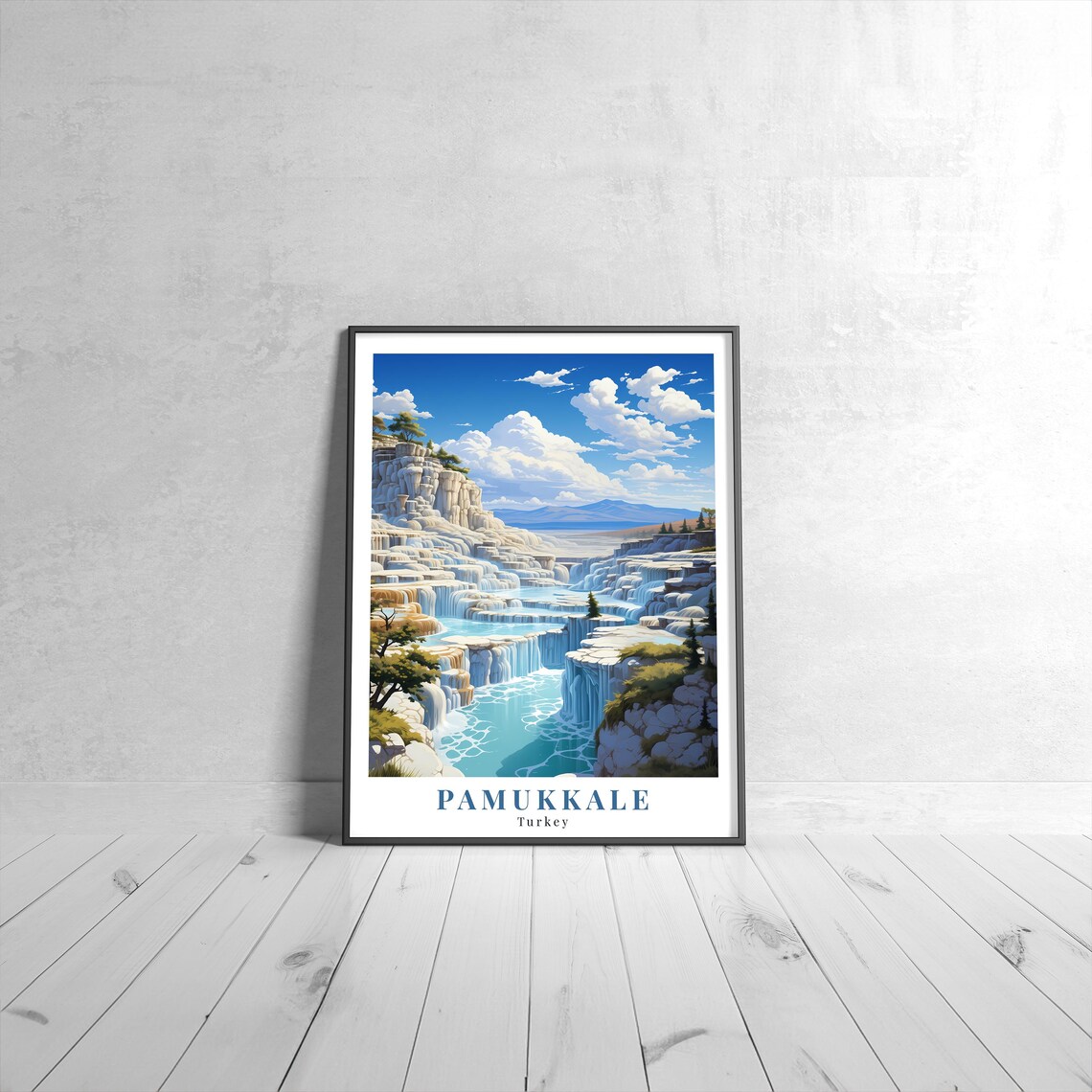 Pamukkale Turkey Vintage Travel Poster Travertine Terraces Pools