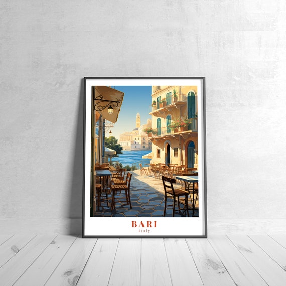 Bari Vintage Travel Poster Retro Italy Art Print Colorful Home Decor Wall Unique Gift