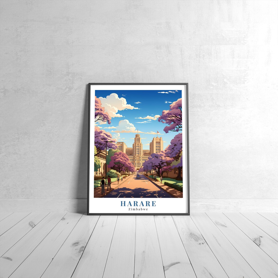 Harare Vintage Travel Poster, Zimbabwe Art Print