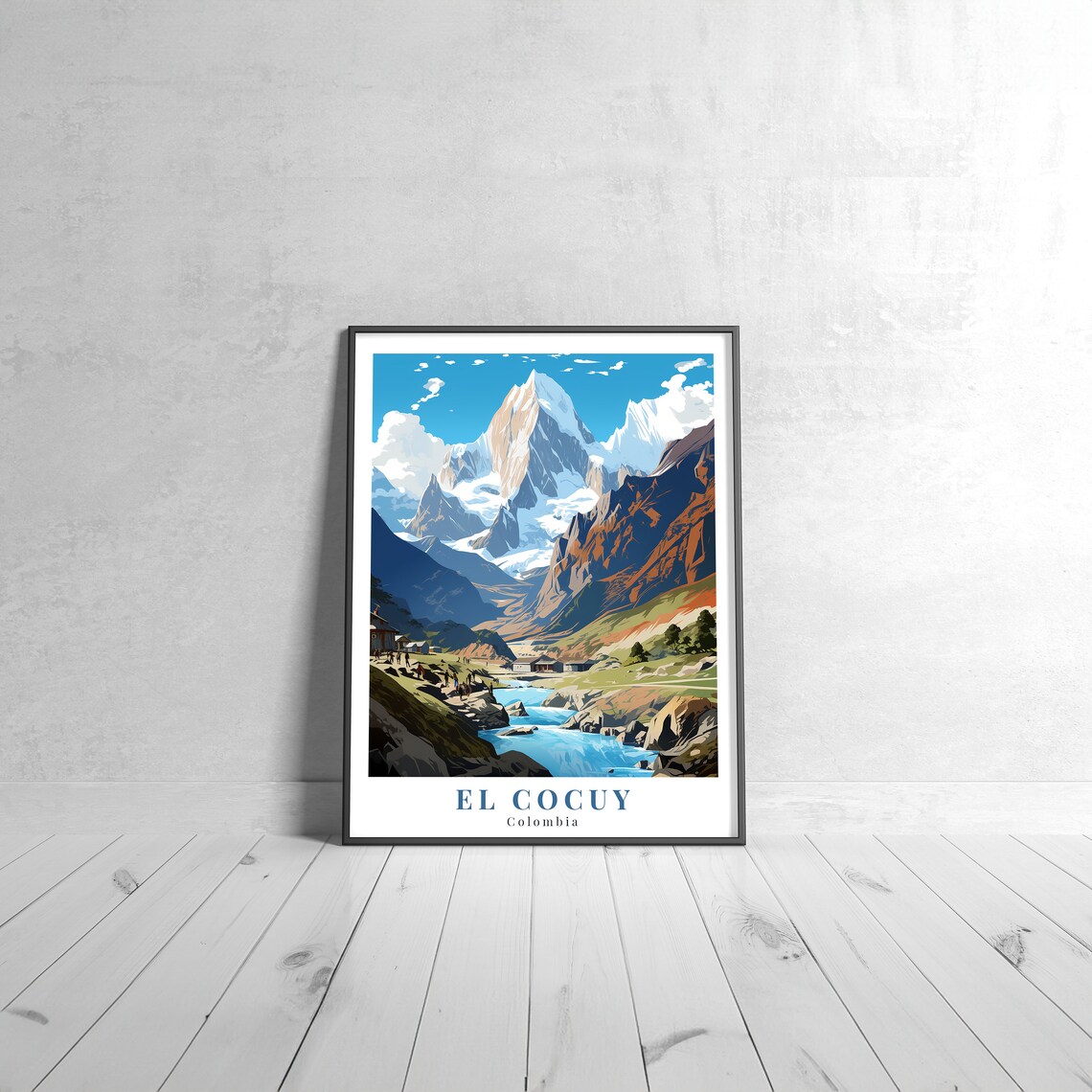 El Cocuy Colombia Snowy Peak Vintage Retro Mountain Travel Poster
